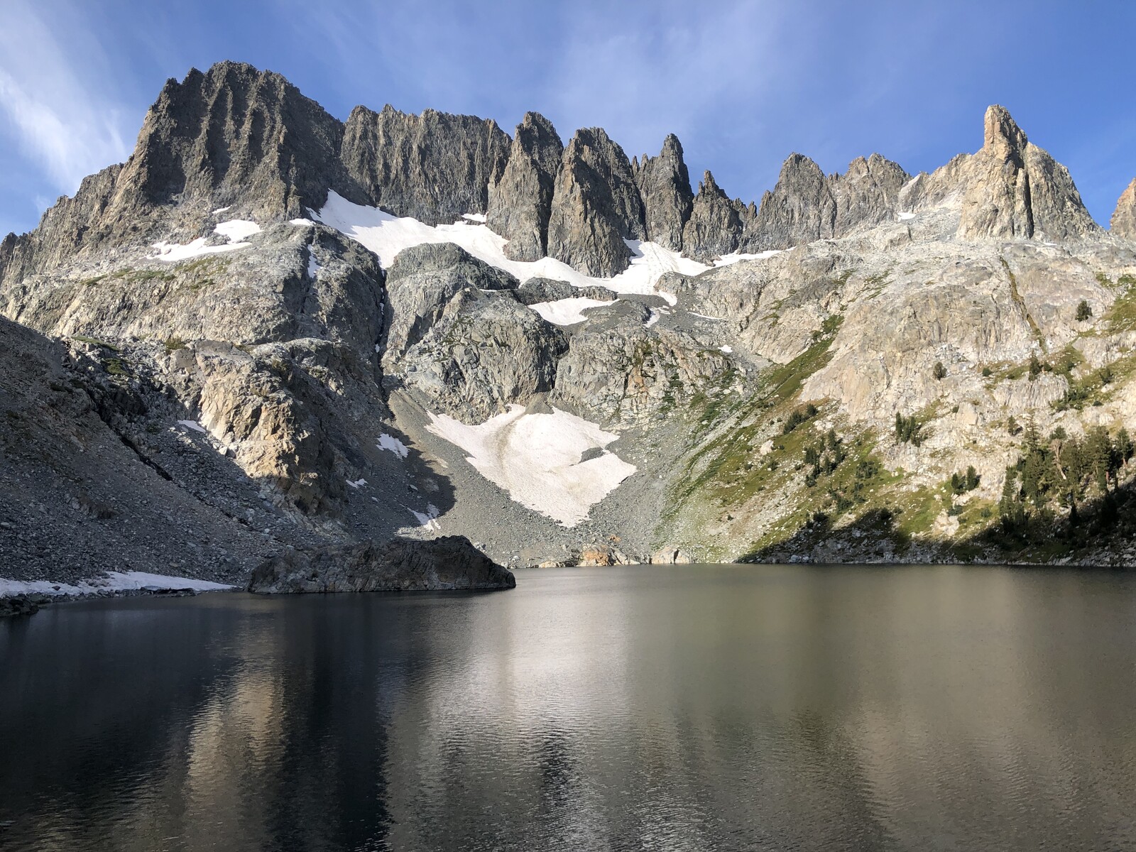 Dramatic cirque with waterfalls, peaks and glaciated terrain